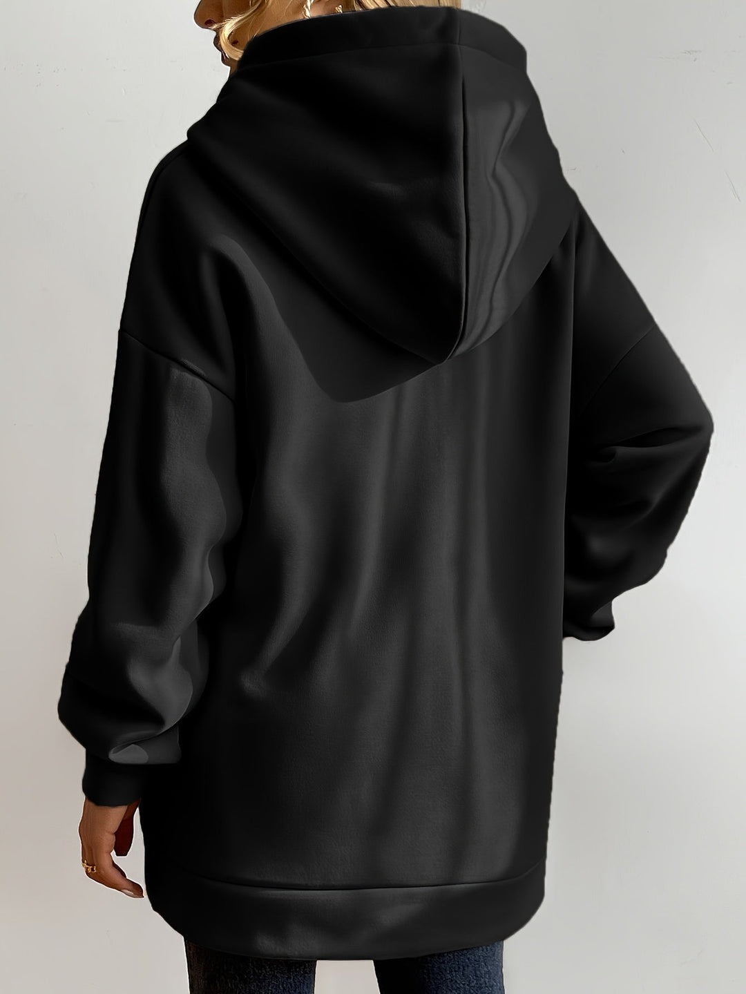 Felpa lunga donna con cappuccio e zip – Greta