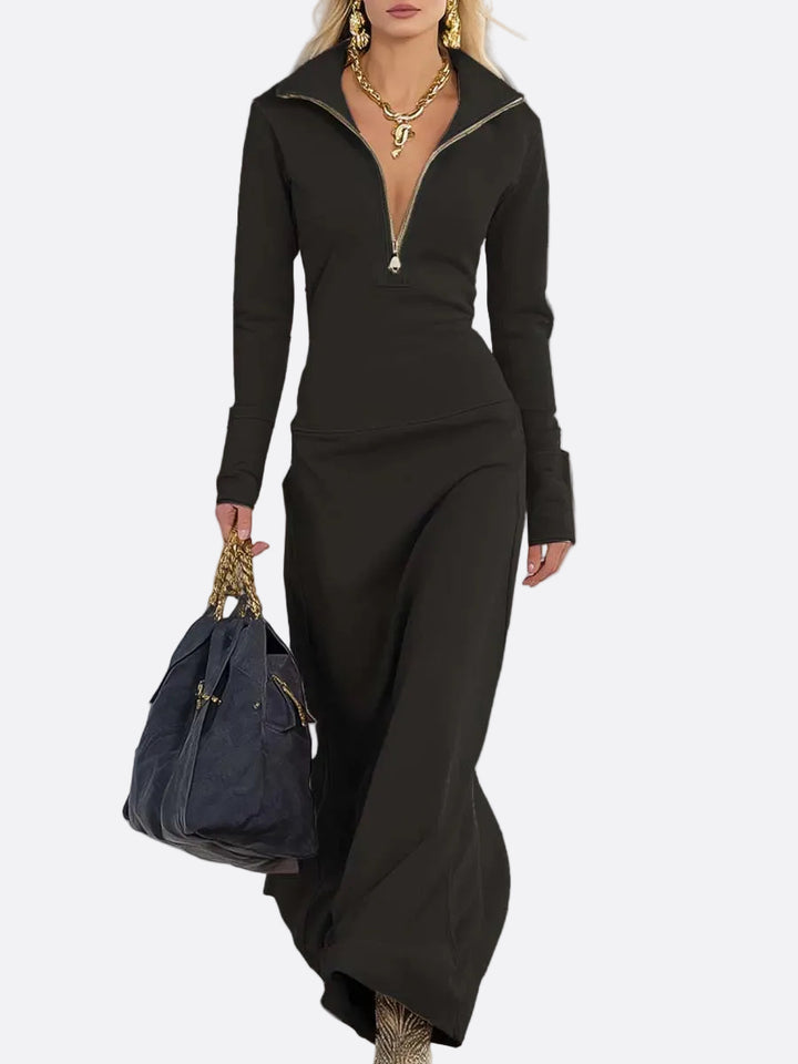 Alessia | abito maxi rosa con zip