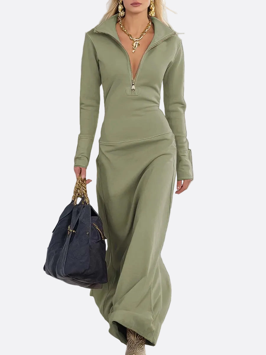 Alessia | abito maxi rosa con zip