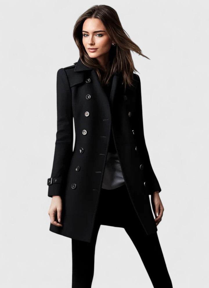 Bice – cappotto donna doppiopetto con polsini a fibbia
