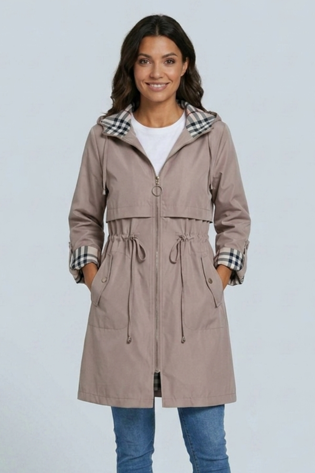 Asia | parka midi con fodera a quadri