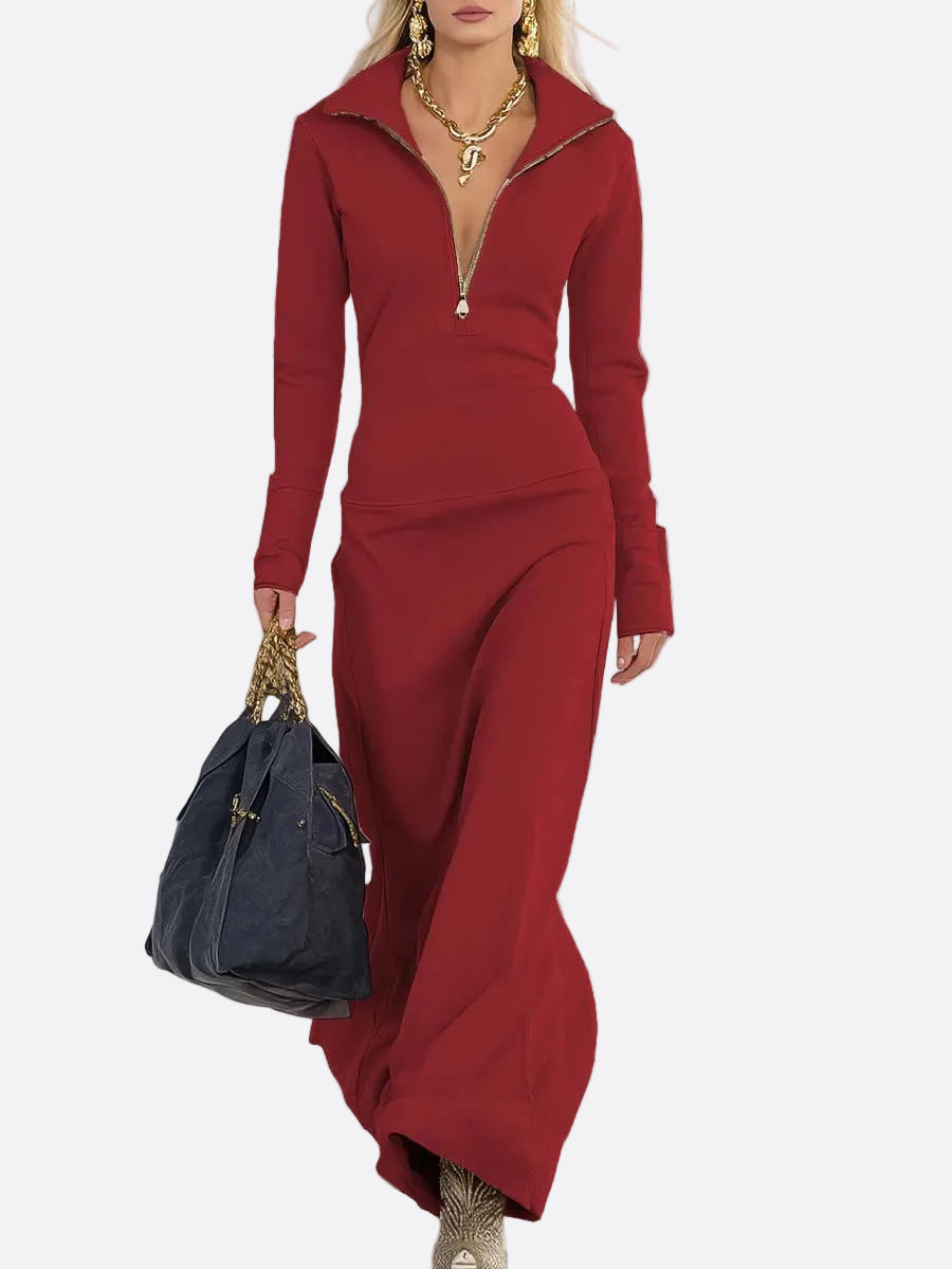 Alessia | abito maxi rosa con zip