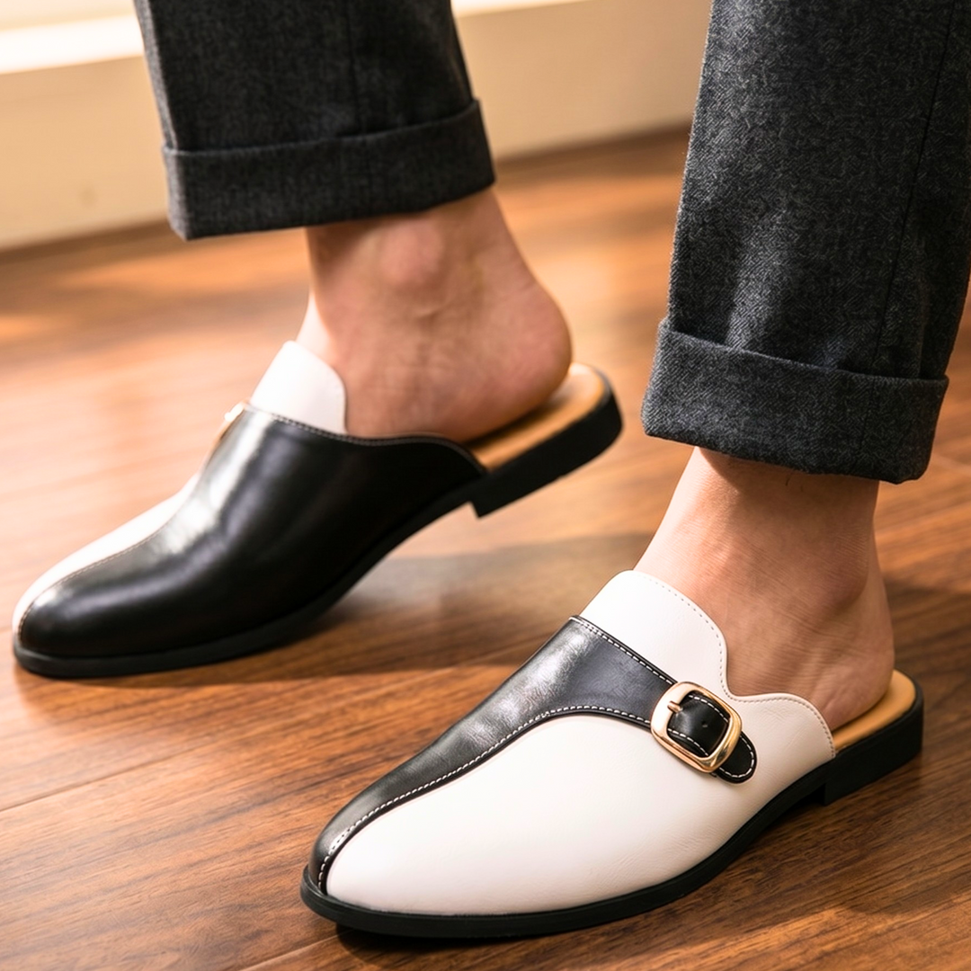 Vincenzo | mocassini uomo in pelle con fibbia – slip on bicolore eleganti