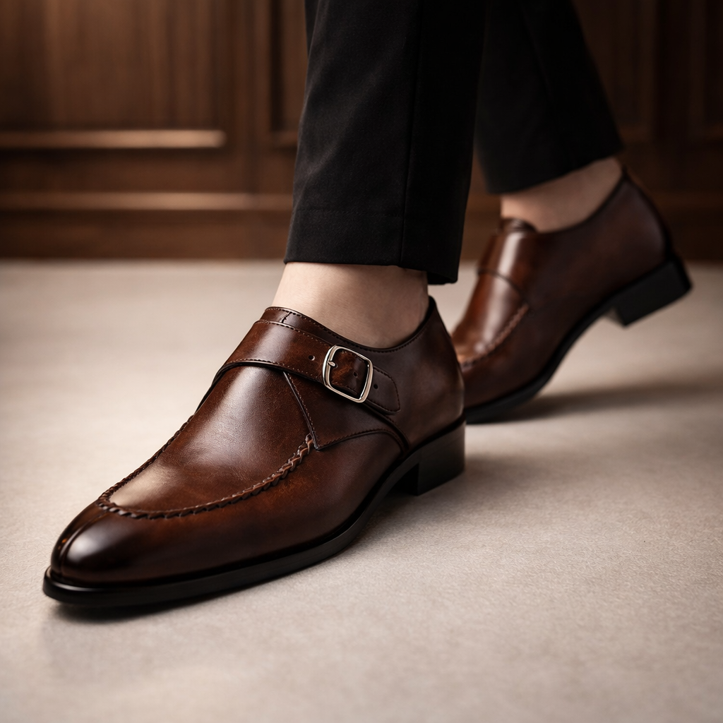 Dario | scarpe uomo con fibbia monk – scarpe eleganti in pelle lucida