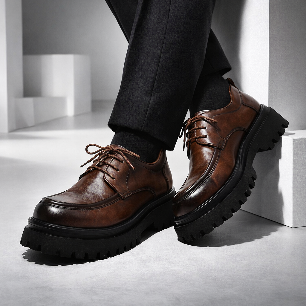 Aldo | scarpe derby uomo in pelle con suola carrarmato – scarpe stringate lucide