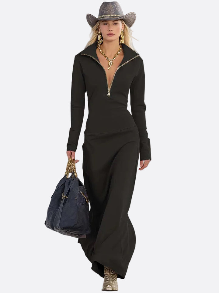 Alessia | abito maxi rosa con zip