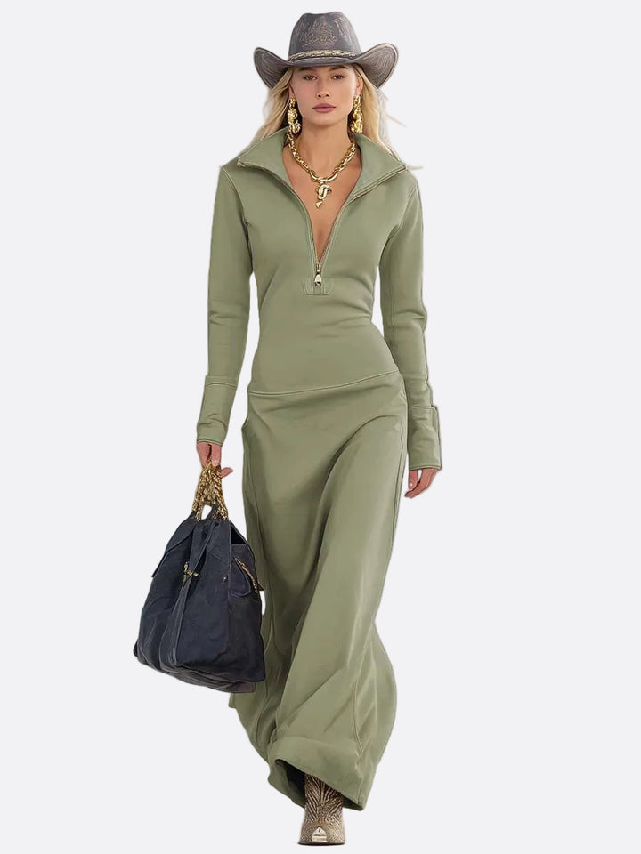 Alessia | abito maxi rosa con zip