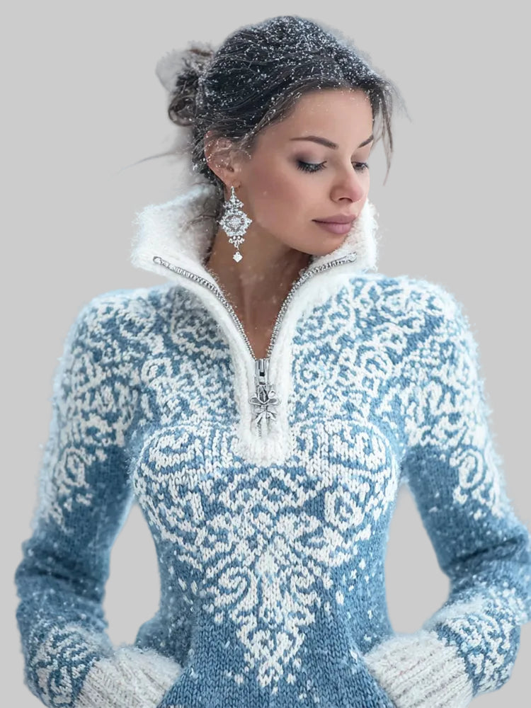 Benedetta | maglione mezza zip con stampa artistica