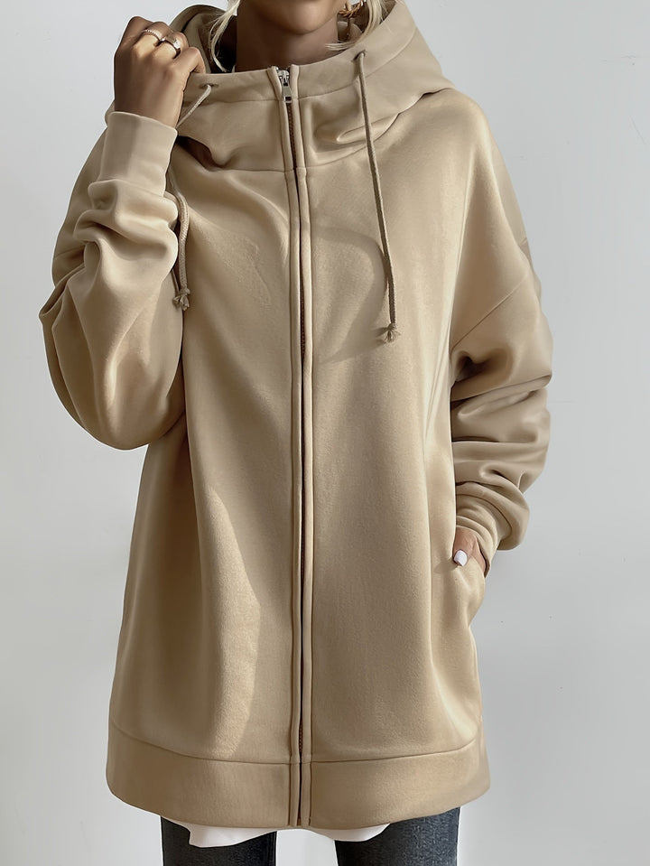 Felpa lunga donna con cappuccio e zip – Greta