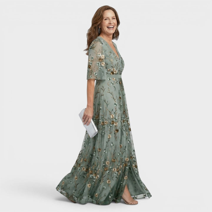 Abito lungo donna a fiori con scollo a V – Daniela