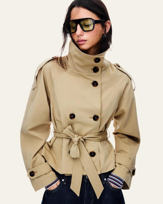 Trench corto donna con cintura – Bianca