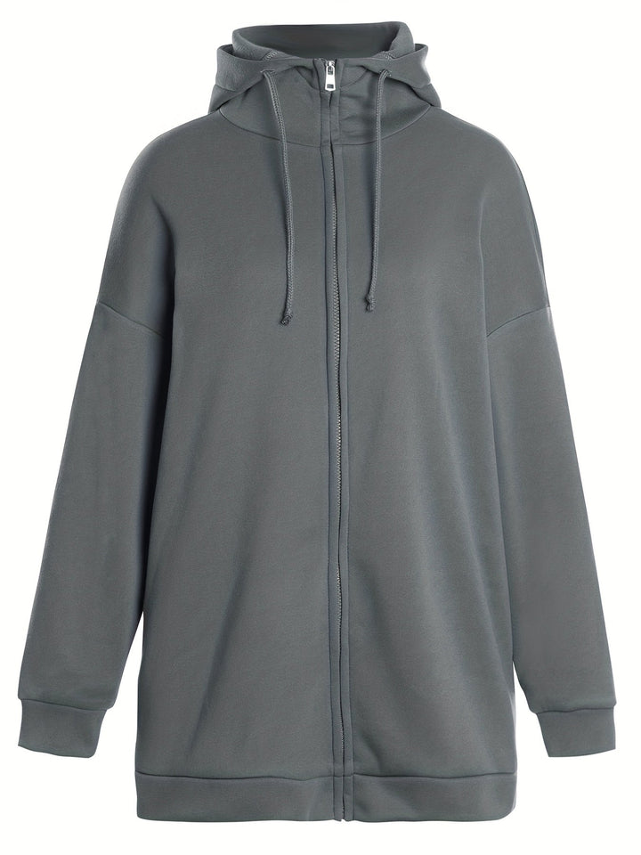 Felpa lunga donna con cappuccio e zip – Greta