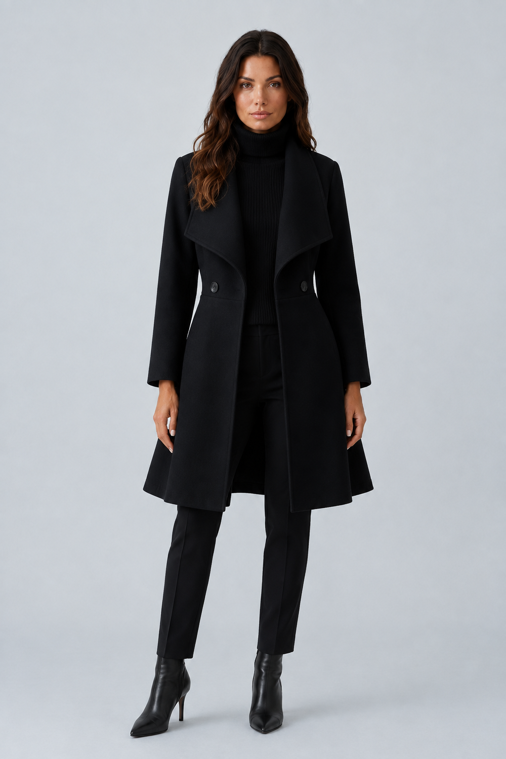 Sabrina | cappotto midi con collo a scialle