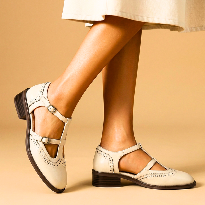 Lucia | scarpe mary jane donna in pelle con fibbie – scarpe vintage tacco basso