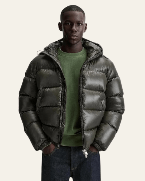 Simone – piumino uomo in piuma d'oca lucido