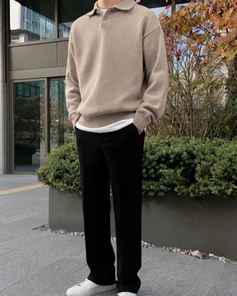Giorgio | maglione mezza zip uomo in lana – maglione con colletto e bottoni
