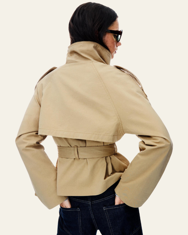Trench corto donna con cintura – Bianca