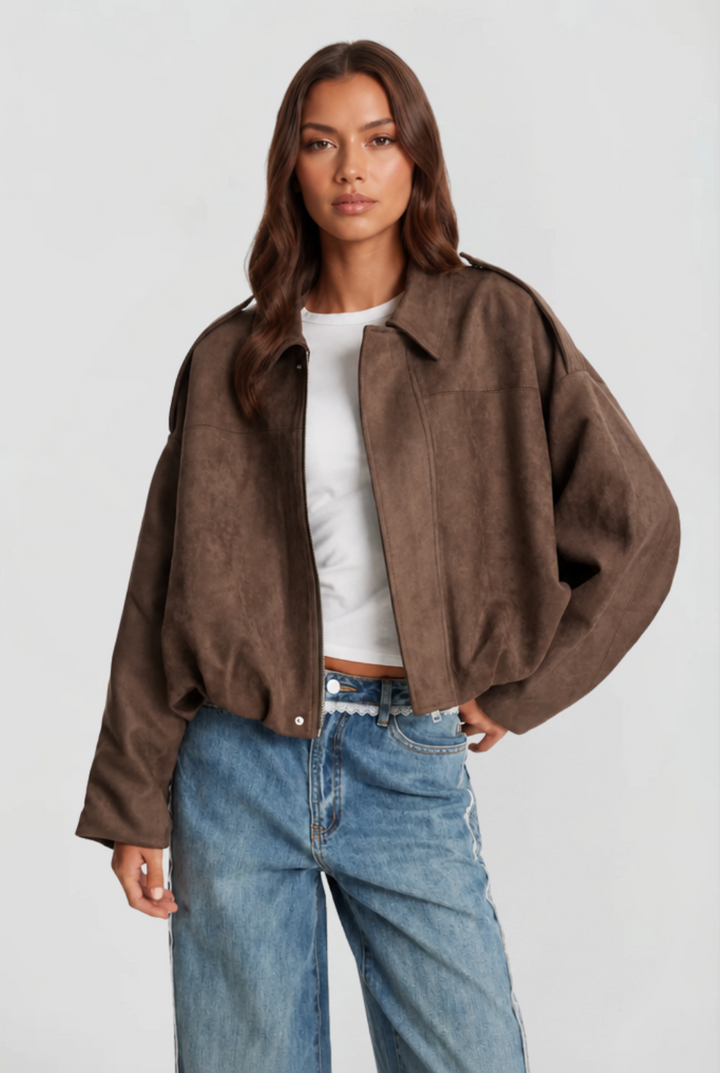 Giacca camoscio donna corta oversize – Noemi