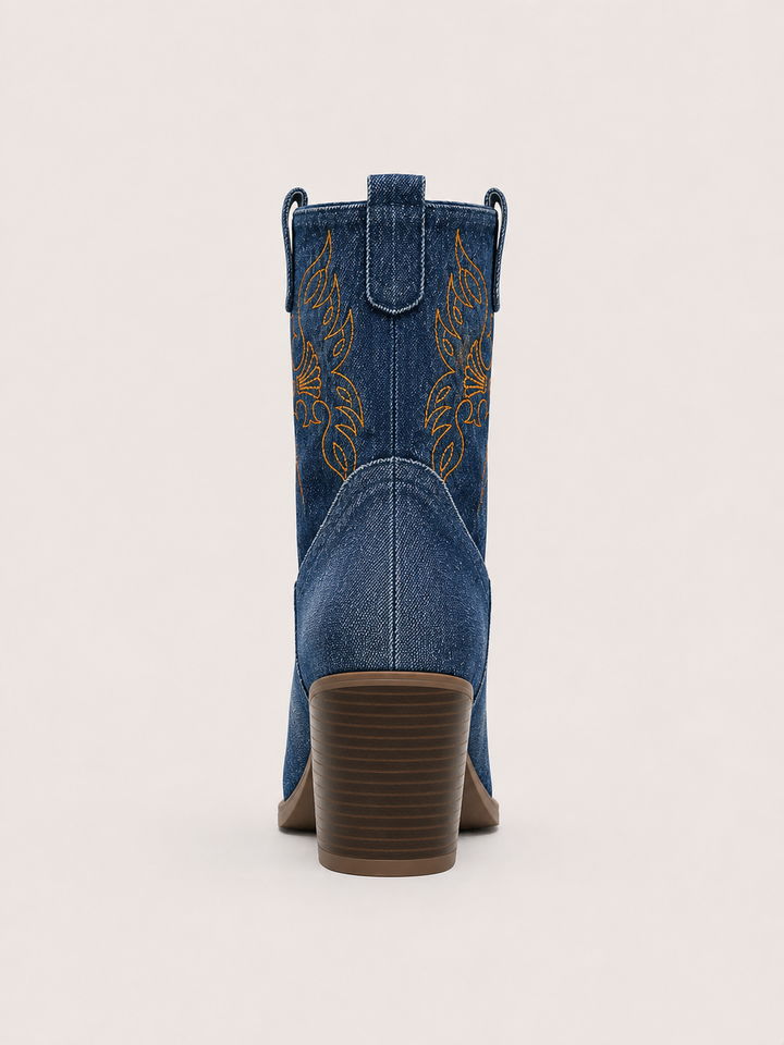 Tina | stivaletti texani in denim ricamati
