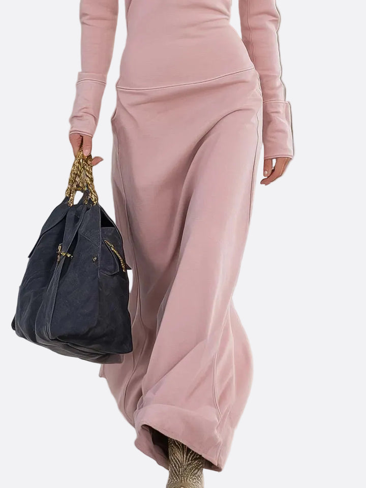 Alessia | abito maxi rosa con zip
