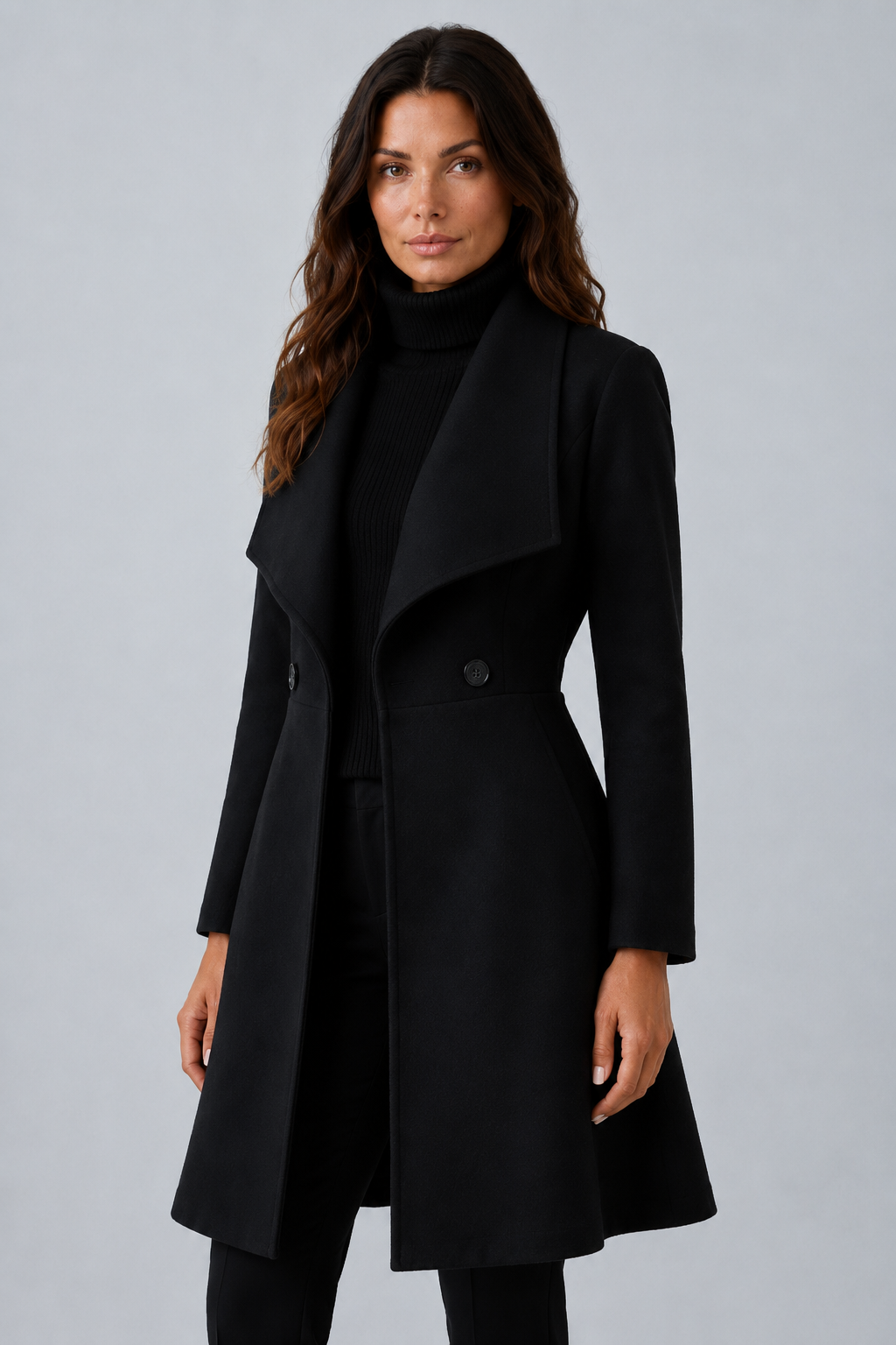 Sabrina | cappotto midi con collo a scialle