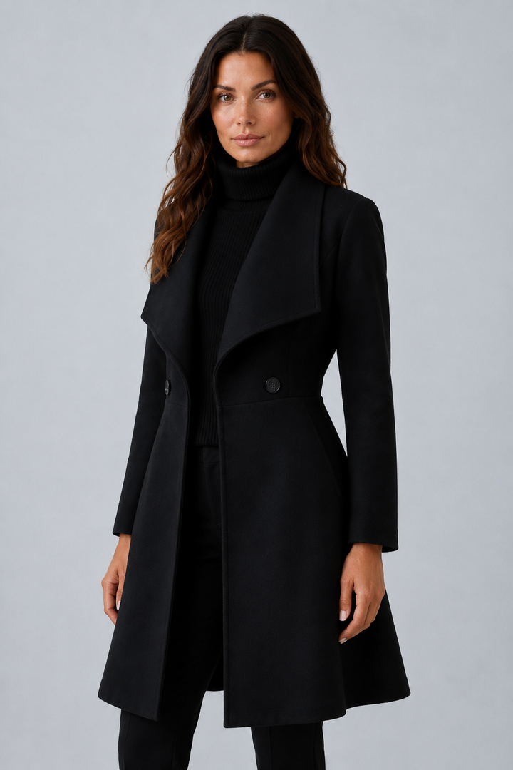Sabrina | cappotto midi con collo a scialle
