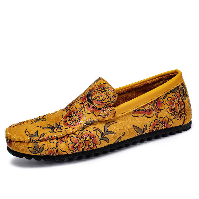 Mocassini in pelle con fiori