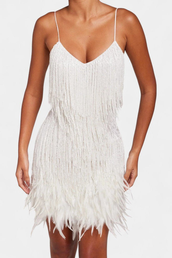 Bodil | mini abito con piume