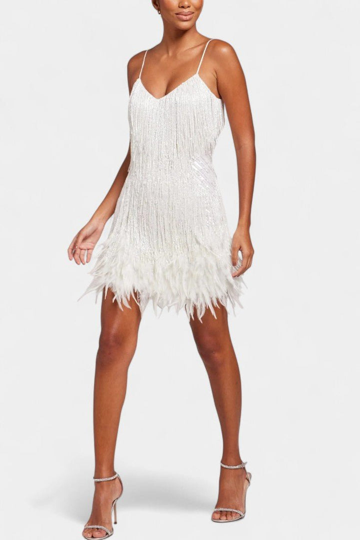 Bodil | mini abito con piume
