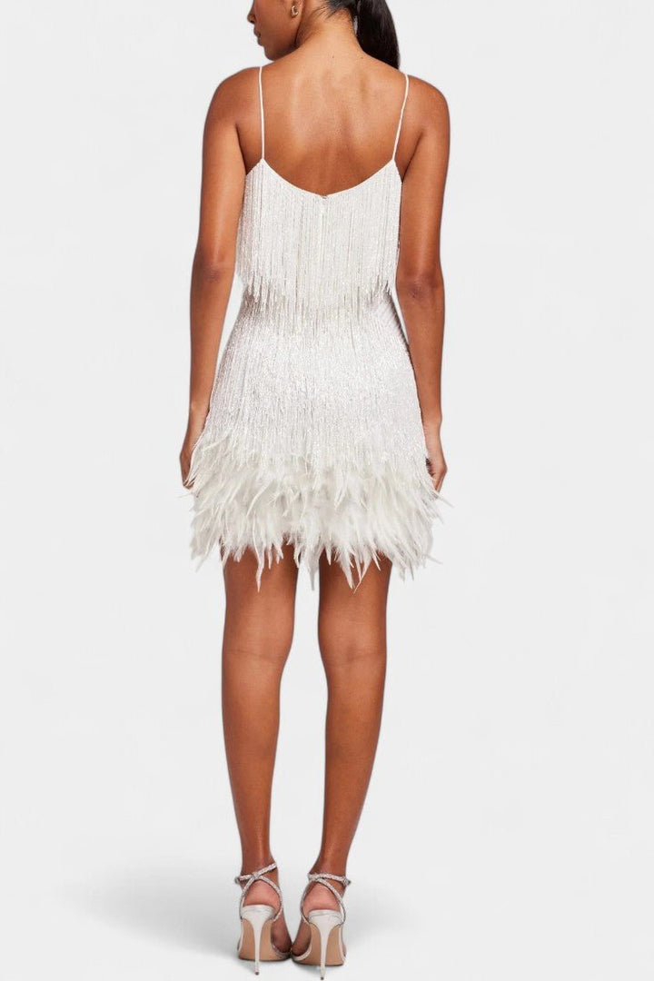 Bodil | mini abito con piume