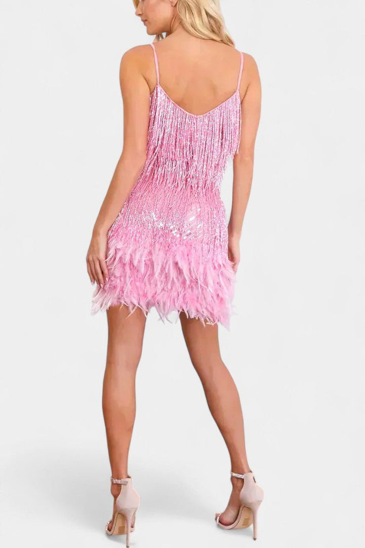 Bodil | mini abito con piume