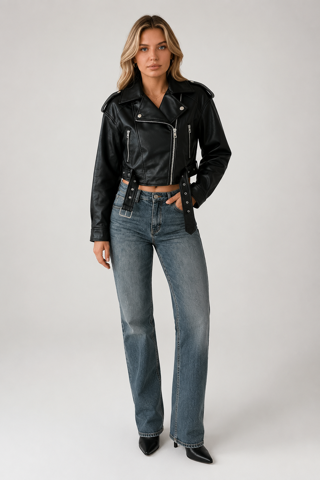 Antonella | giacca biker effetto pelle