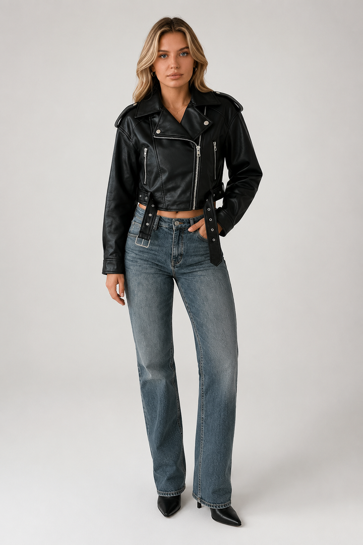 Antonella | giacca biker effetto pelle
