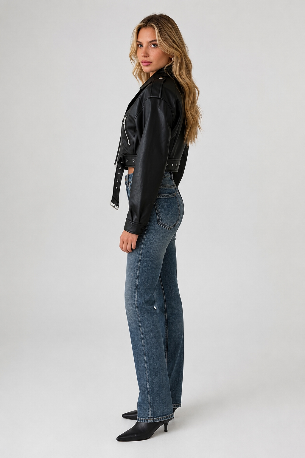 Antonella | giacca biker effetto pelle