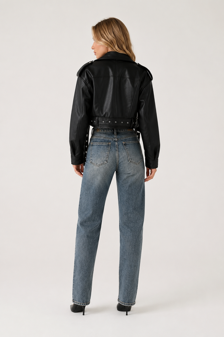 Antonella | giacca biker effetto pelle