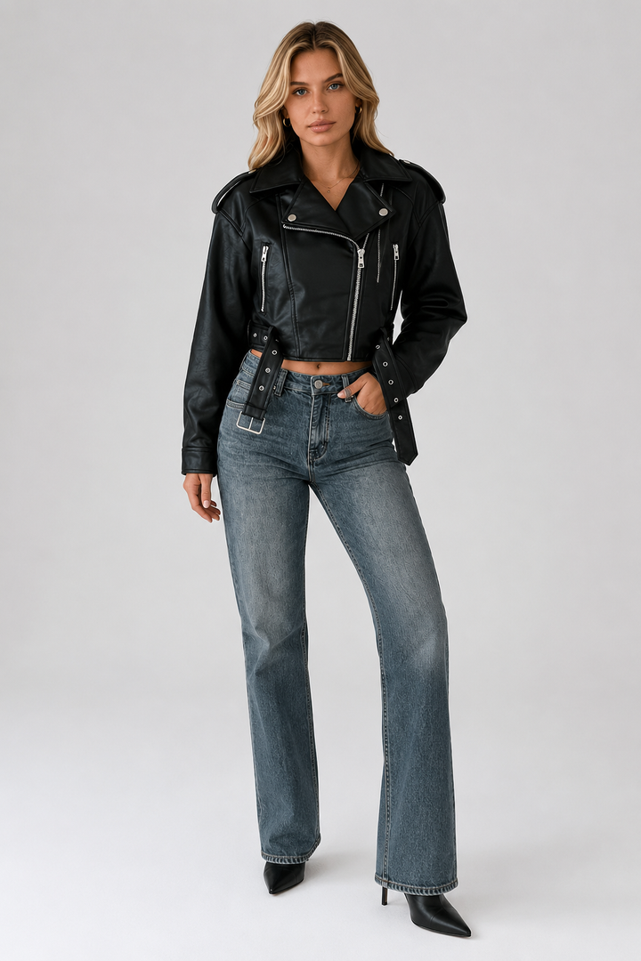 Antonella | giacca biker effetto pelle