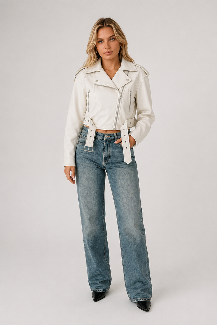 Antonella | giacca biker effetto pelle