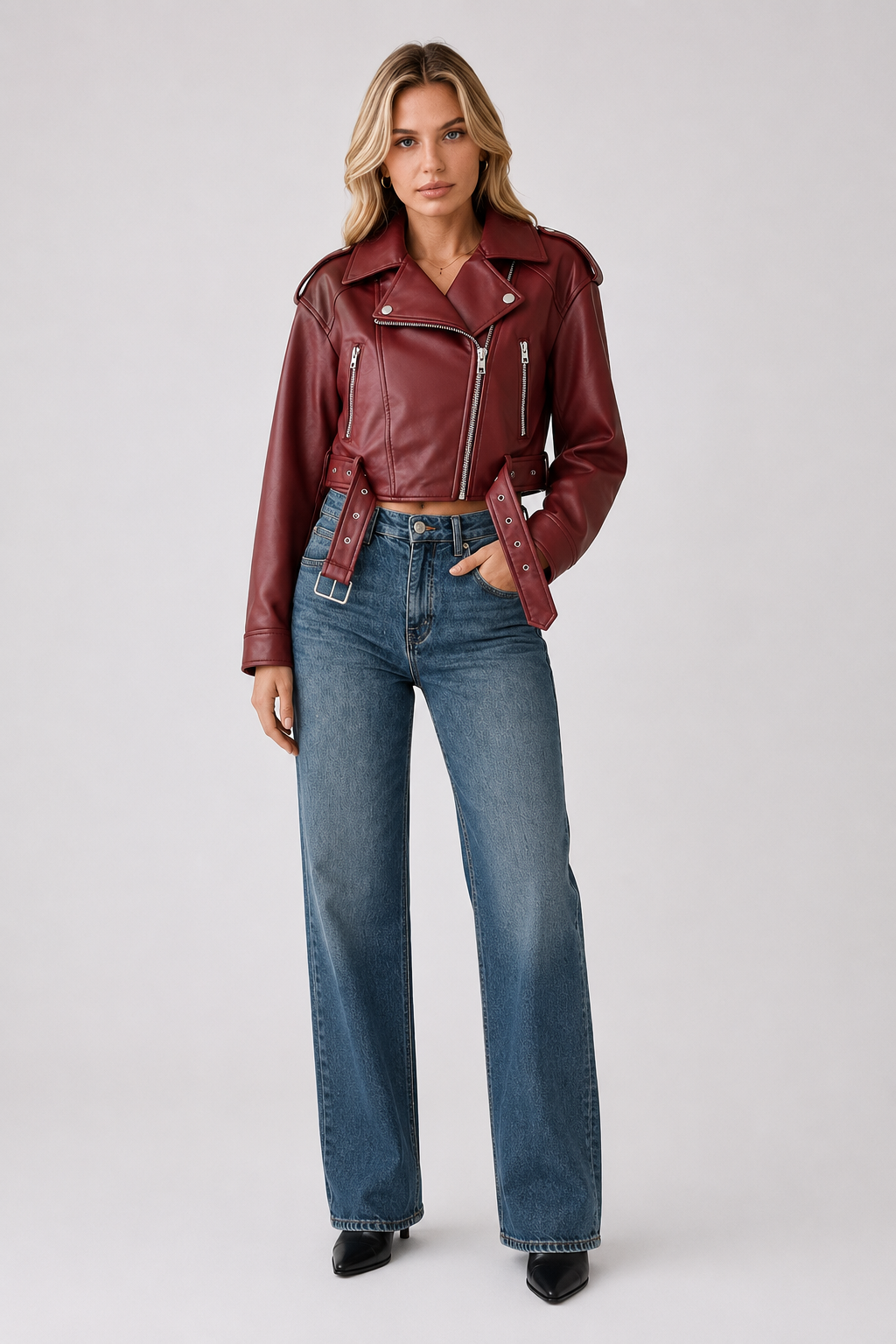 Antonella | giacca biker effetto pelle