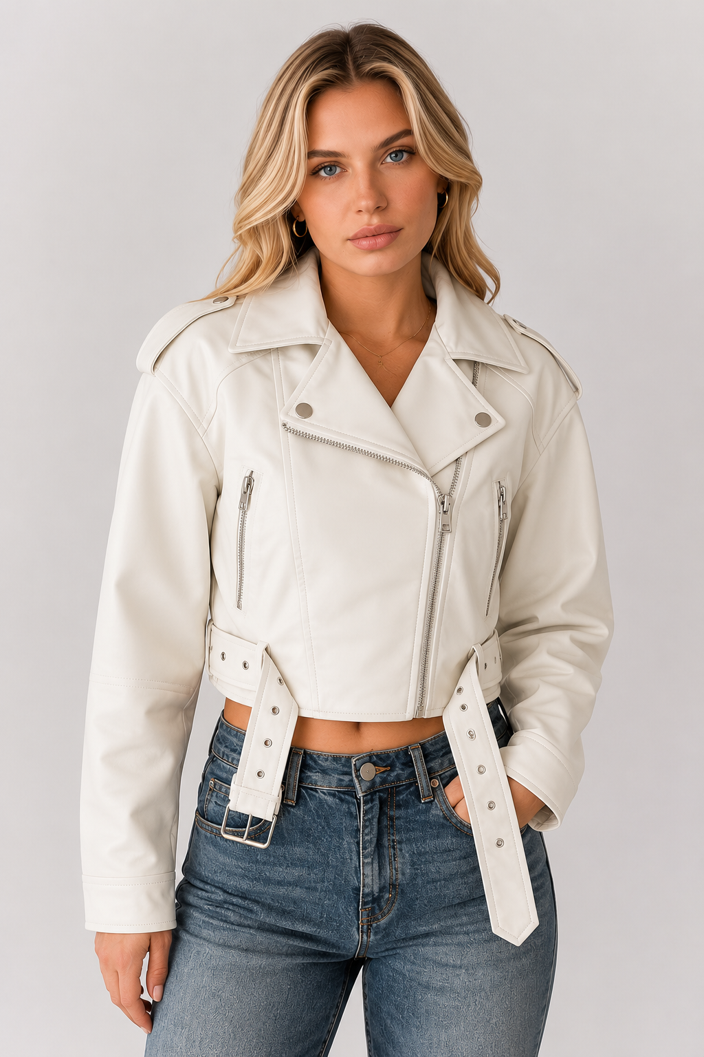 Antonella | giacca biker effetto pelle