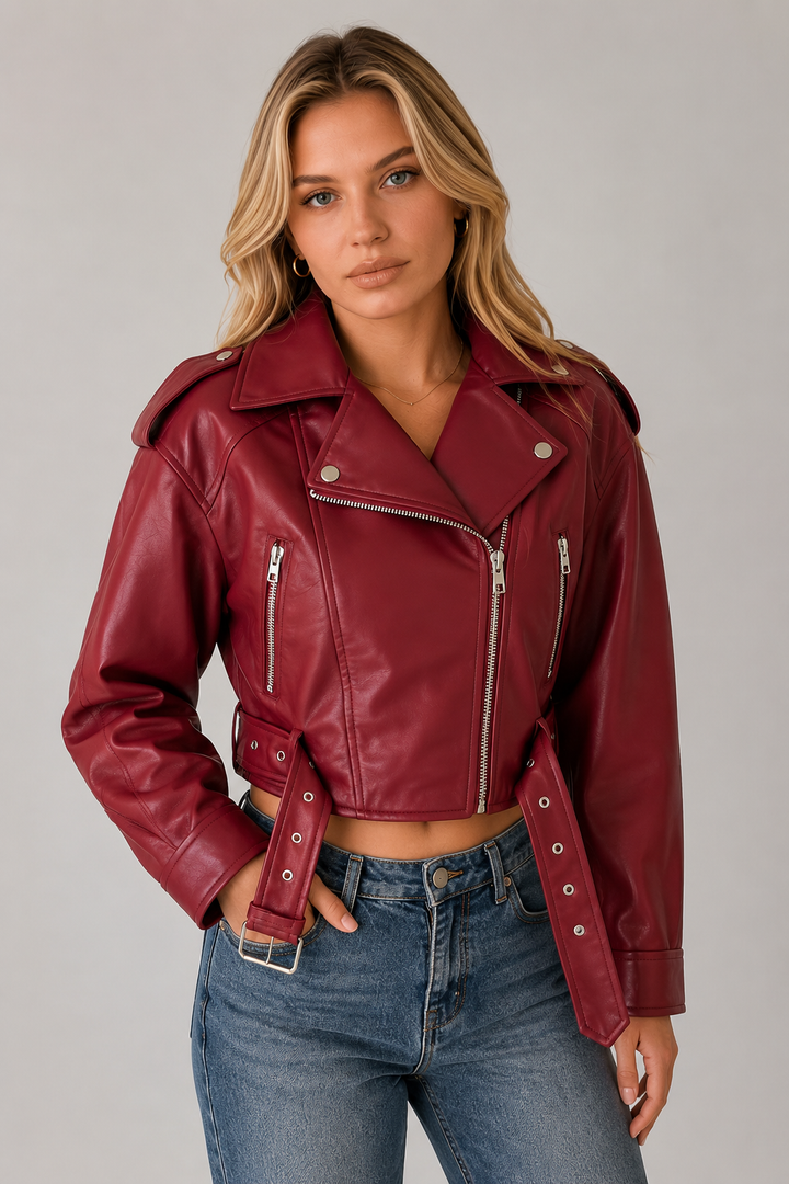 Antonella | giacca biker effetto pelle