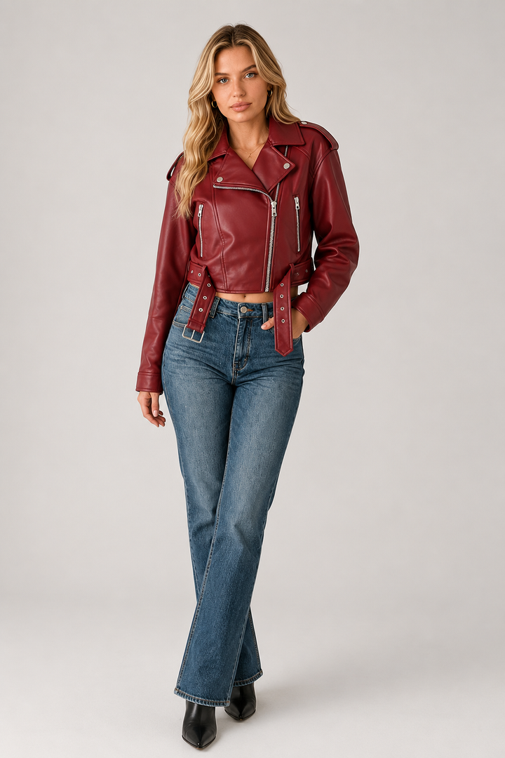 Antonella | giacca biker effetto pelle