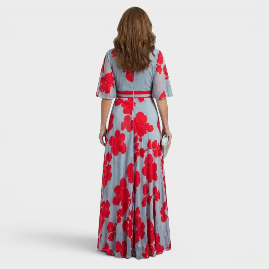 Abito lungo donna a fiori con scollo a V – Daniela