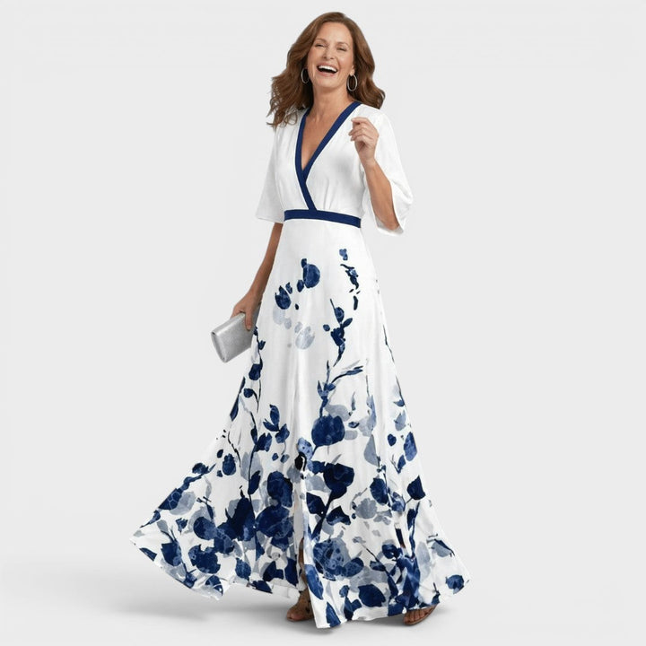 Abito lungo donna a fiori con scollo a V – Daniela