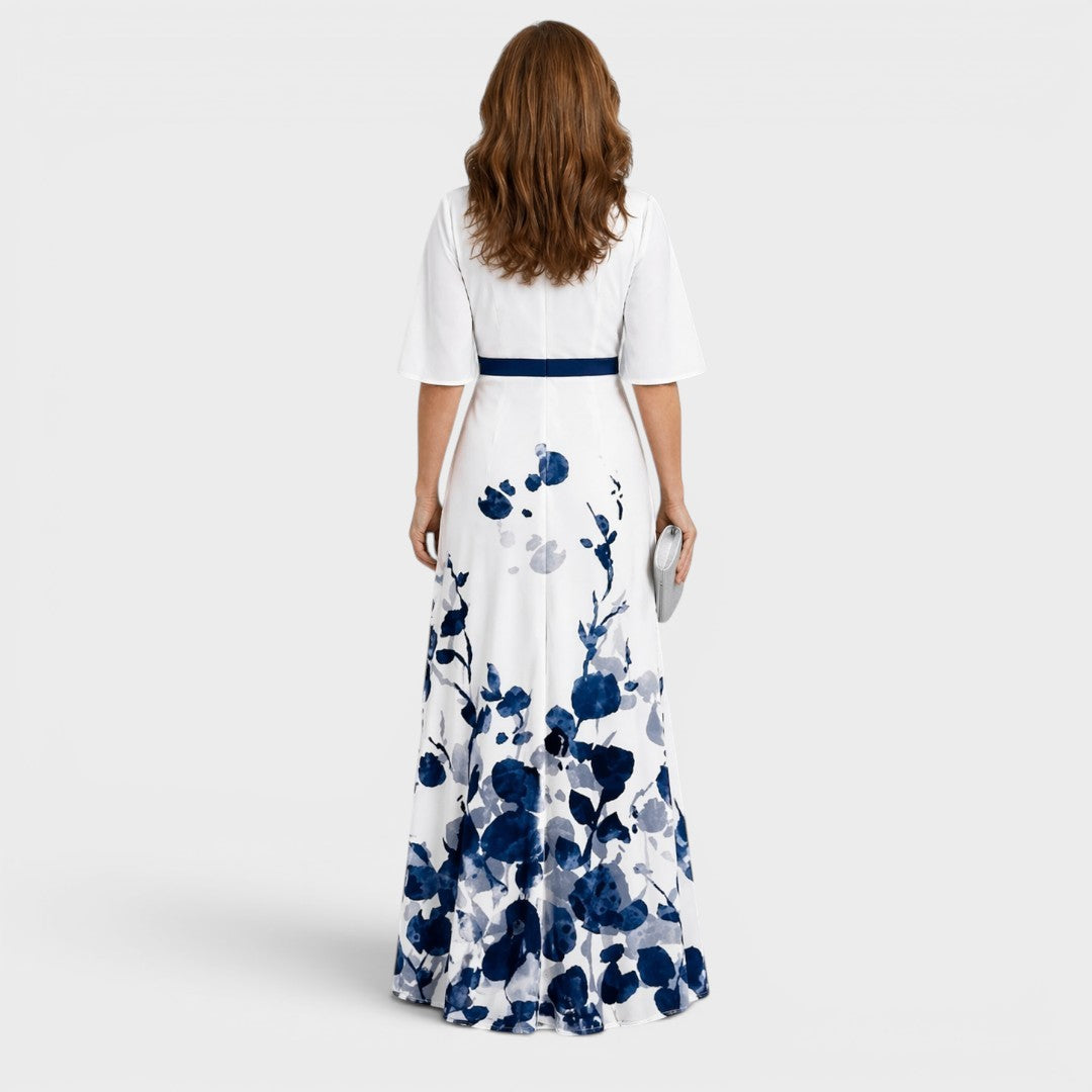 Abito lungo donna a fiori con scollo a V – Daniela