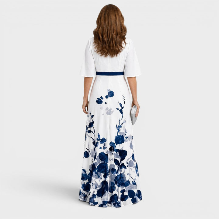 Abito lungo donna a fiori con scollo a V – Daniela
