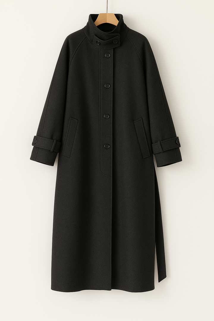 Irma – cappotto lungo donna in misto lana con collo alto