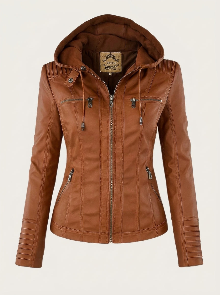 Giacca pelle donna con cappuccio – Assunta