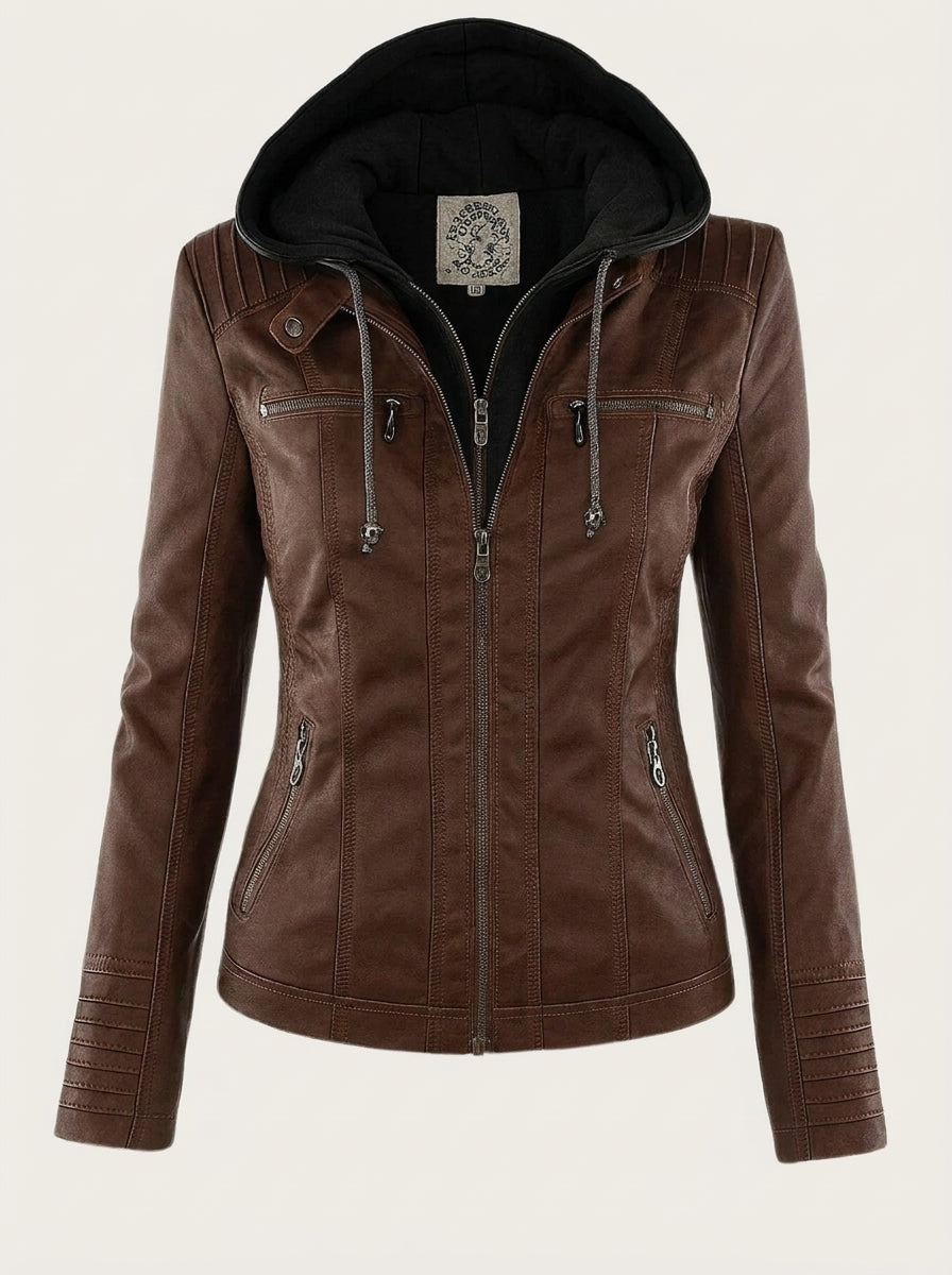 Giacca pelle donna con cappuccio – Assunta