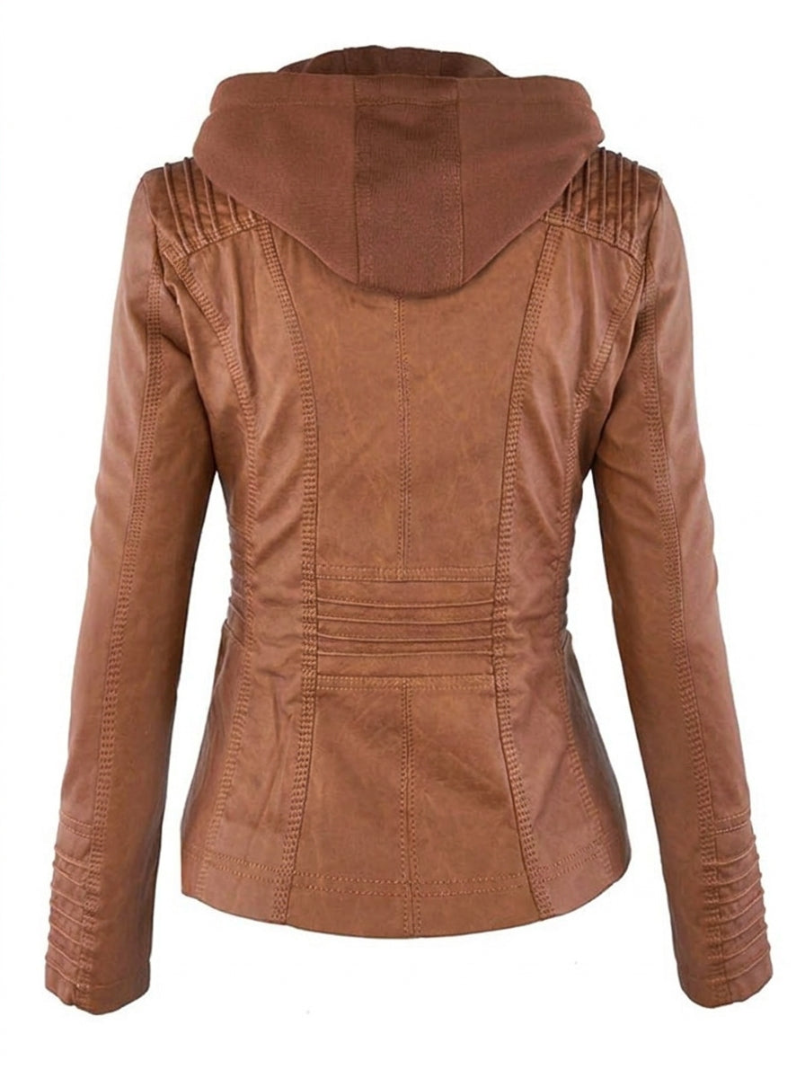 Giacca pelle donna con cappuccio – Assunta
