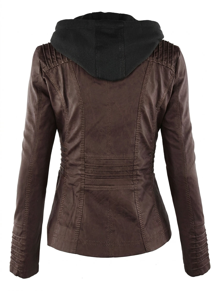 Giacca pelle donna con cappuccio – Assunta